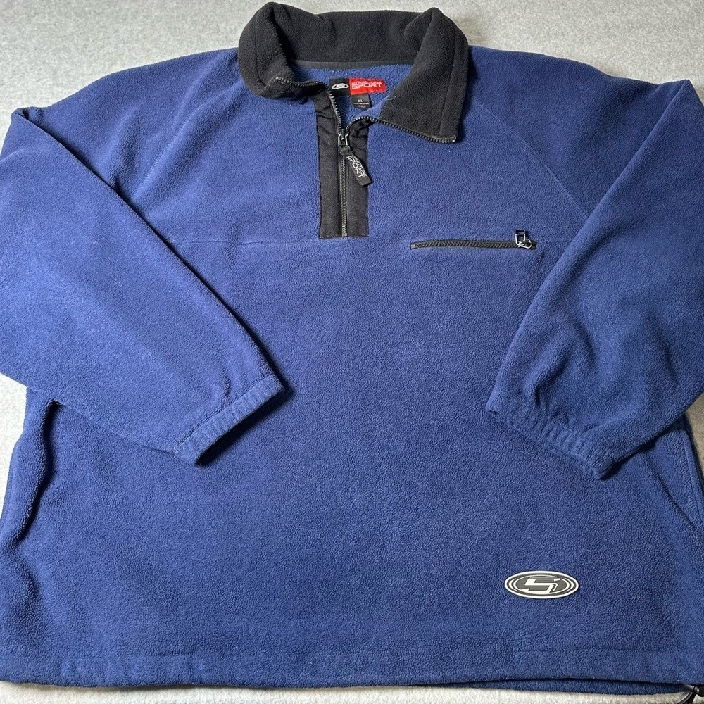 Vintage Structure Sport Mens XL Navy Blue Quarter Zip‎ Fleece Pullover Jacket